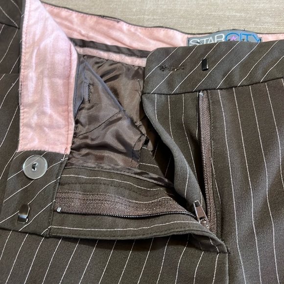 Star City brown pants with pink pin stripes. Size 11. Waist 16.5” Inseam 31.5” - Picture 5 of 10